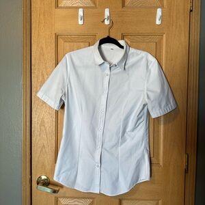 Women’s White Short Sleeve Button Down Shirt